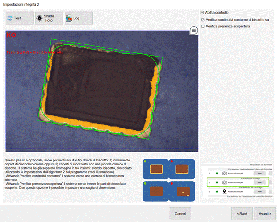 Algoritmo di controllo biscotti con cioccolato